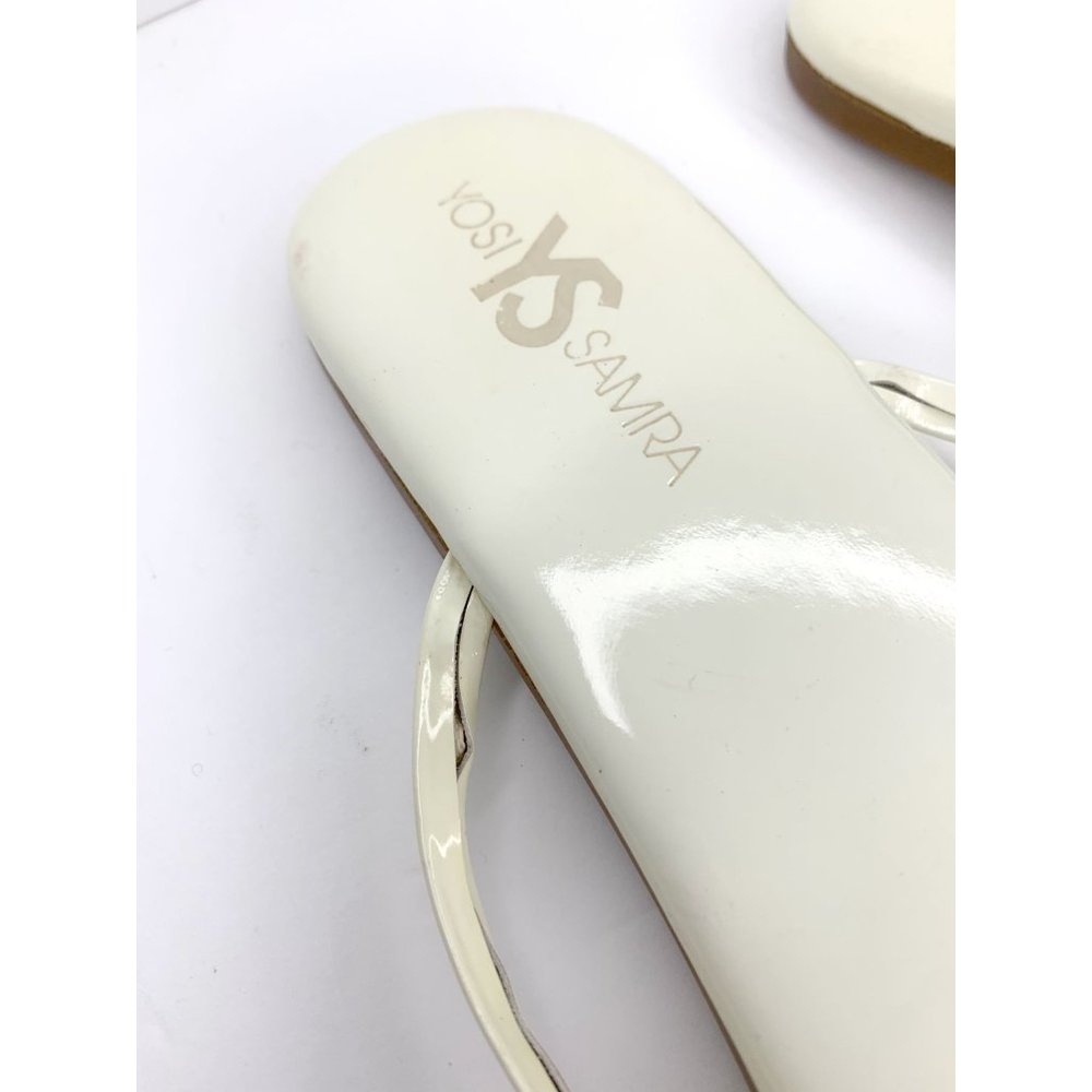 YOSI SAMRA Off-White Roee Patent Leather Flip Flop‎ Thong Summer Sandals Sz 11 - Picture 7 of 11